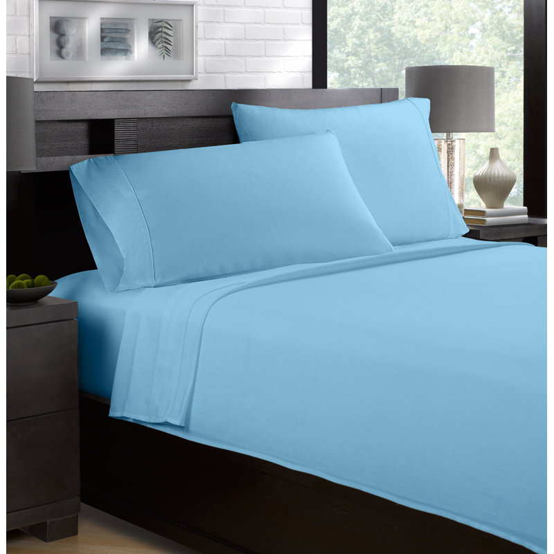  Ensemble de draps 500 fils en satin de coton 500 fils (4 pièces), Grand lit, Océan