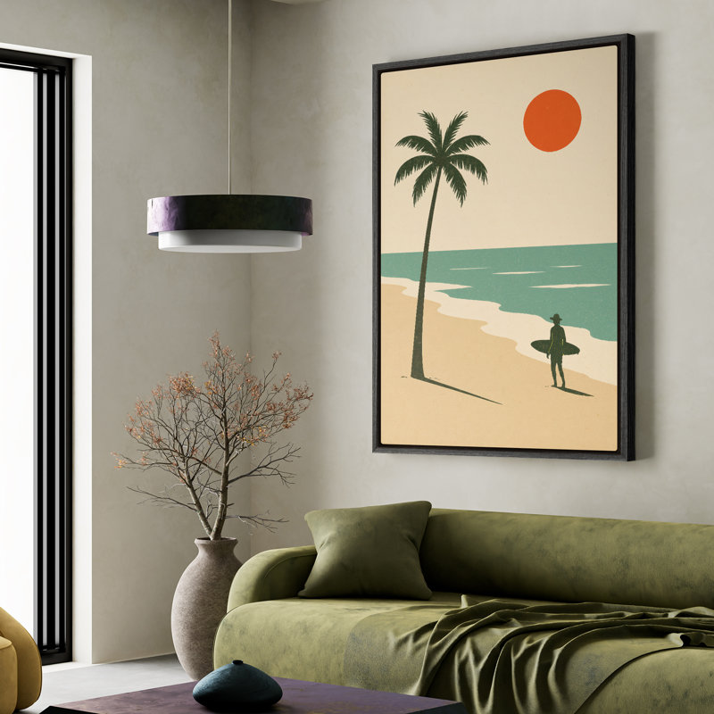 Art mural sur toile encadrée, impressions murales de plage pour le surf - 16 po x 24 po, Black, H 24 po x l 16 po