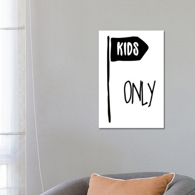Kids Only Black by Pixy Paper - Wrapped Canvas Print