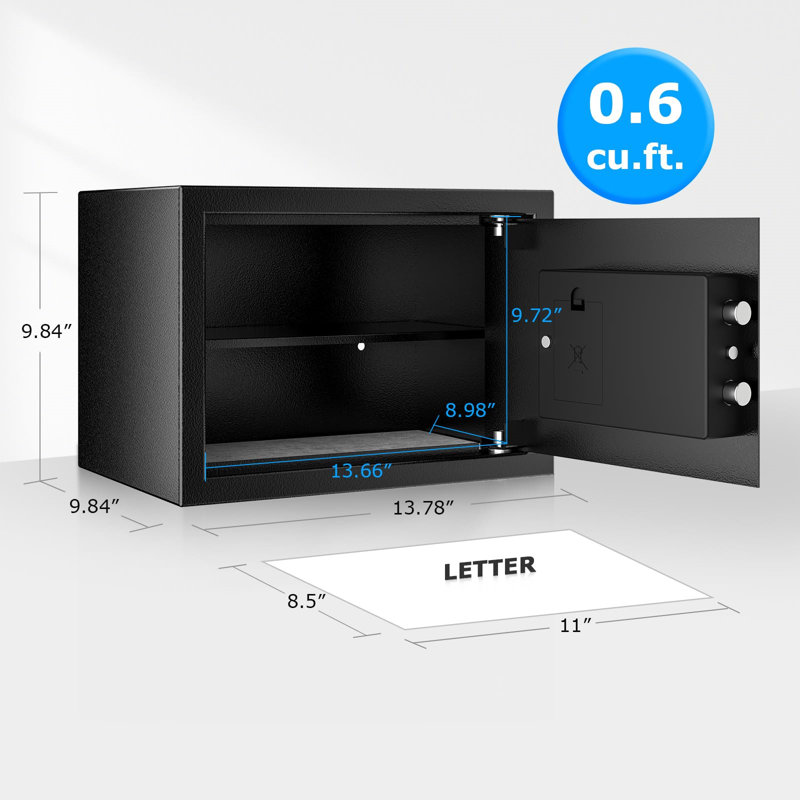 Safe, 0.6 Cubic Safe Box With Electronic Keypad, Removable Shelf, For Valuables Jewellery And Documents In Home, Hotel, Or Business