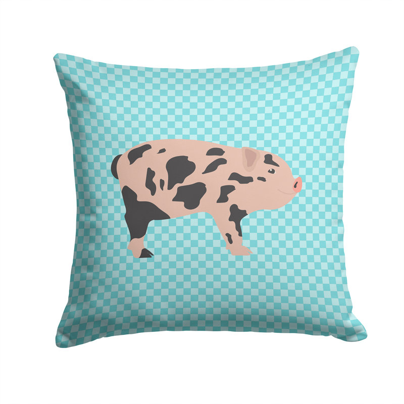Coussin décoratif d’extérieur carré à contrôle porc, Bleu, 14 po x 14 po