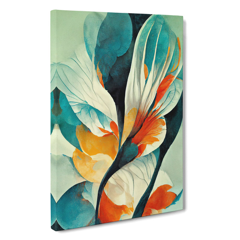 Colourful Abstract Flowers No.5 - Wrapped Canvas Print, 50cm H x 35cm W