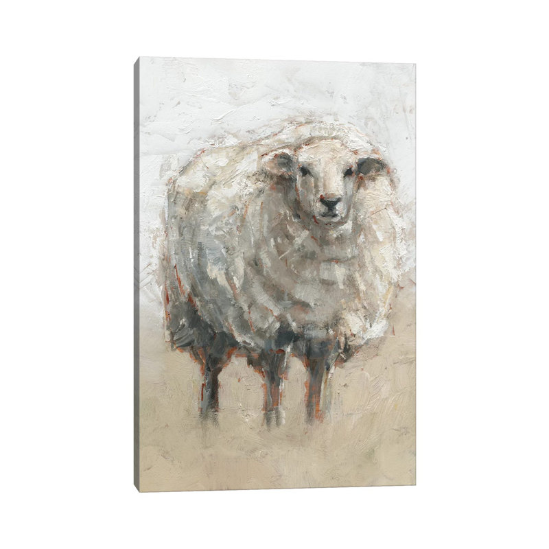 « Fluffy Sheep II » par Ethan Harper, reproduction d’art, H 26 po x l 18 po x P 1,5 po, Toile tendue, Pas de tapis