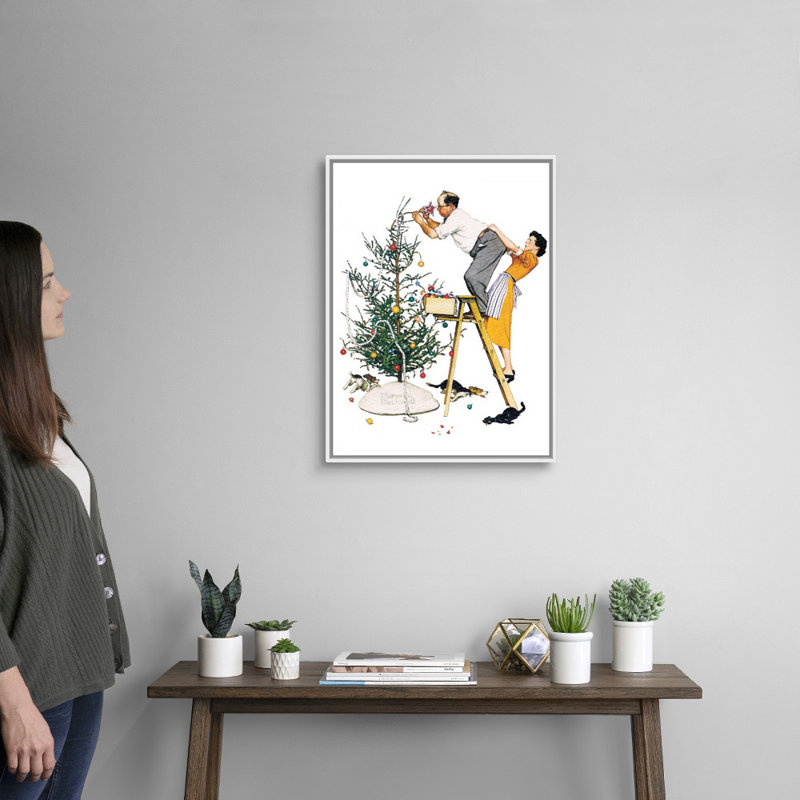 "Norman Rockwell", art mural sur toile, Cadre flottant blanc, H 26 po x l 20 po x P 1,75 po