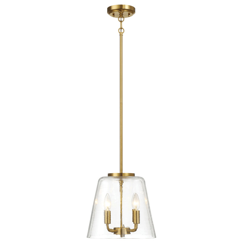 Luminaire suspendu quatre bougies avec verre transparent Soiree, Doré