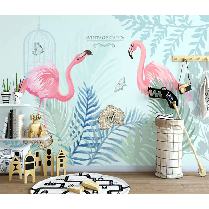 Papier peint amovible texturé Flamingo Banana Leaves, l 112 po x L 75 po