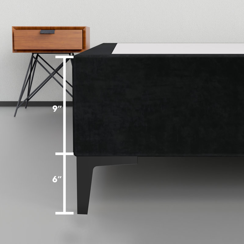 Allondra Upholstered Platform Bed, King, Black
