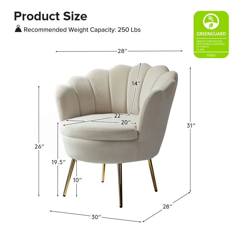 Fauteuil demi-tonneau en velours 30 po Hendrix, Tanné