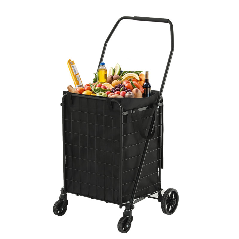 Balconera Foldable Shopping Cart With Wheels, Portable Utility Carts For Groceries Laundry Storage Organizer