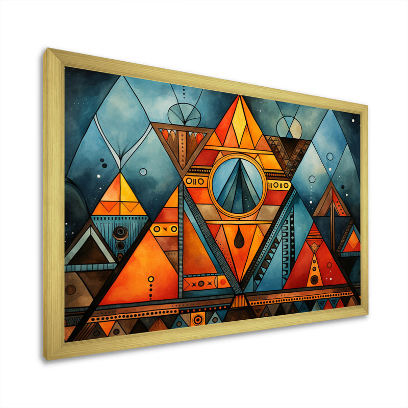 Motif tribal africain I sur toile, H 34 po x l 44 po x P 1,5 po, Encadrement doré