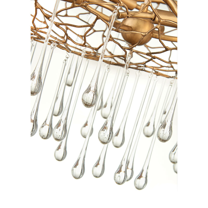 Laguna 4-Light Modern Chandelier with Glass Water Droplets by Lisa McDennon