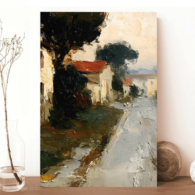 Canvas Wall Art Impasto Oil Painting Village Road Landscape Art Vintage Poster Print Home Decor