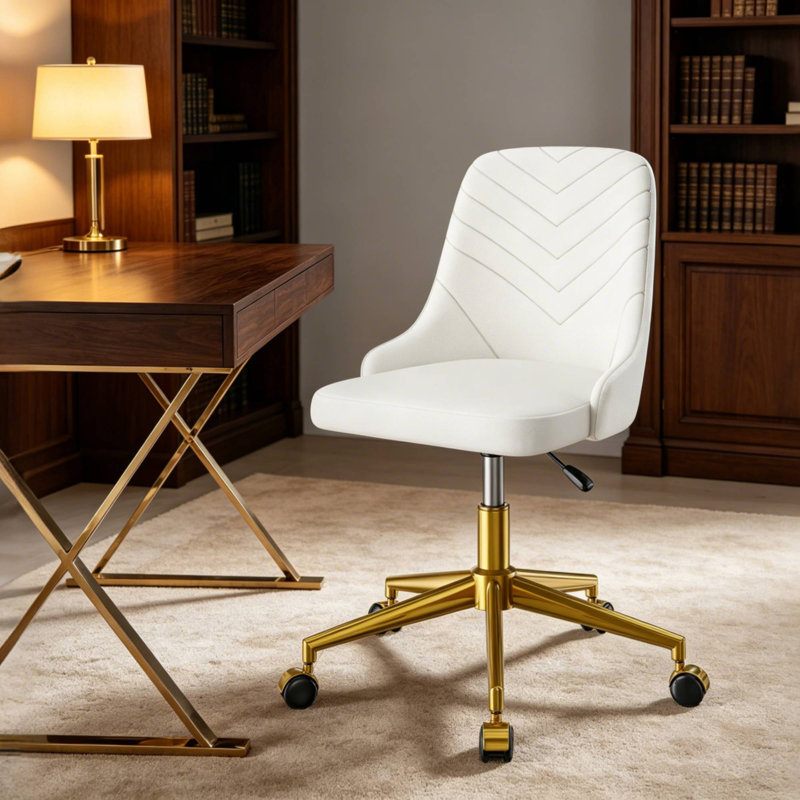 Ensemble de bureau en L en forme de L avec ensemble de chaise pivotante en velours, bureau de jeu d'angle convertible et ensemble de chaises de travail en velours à hauteur réglable, poste de travail 490 LBS