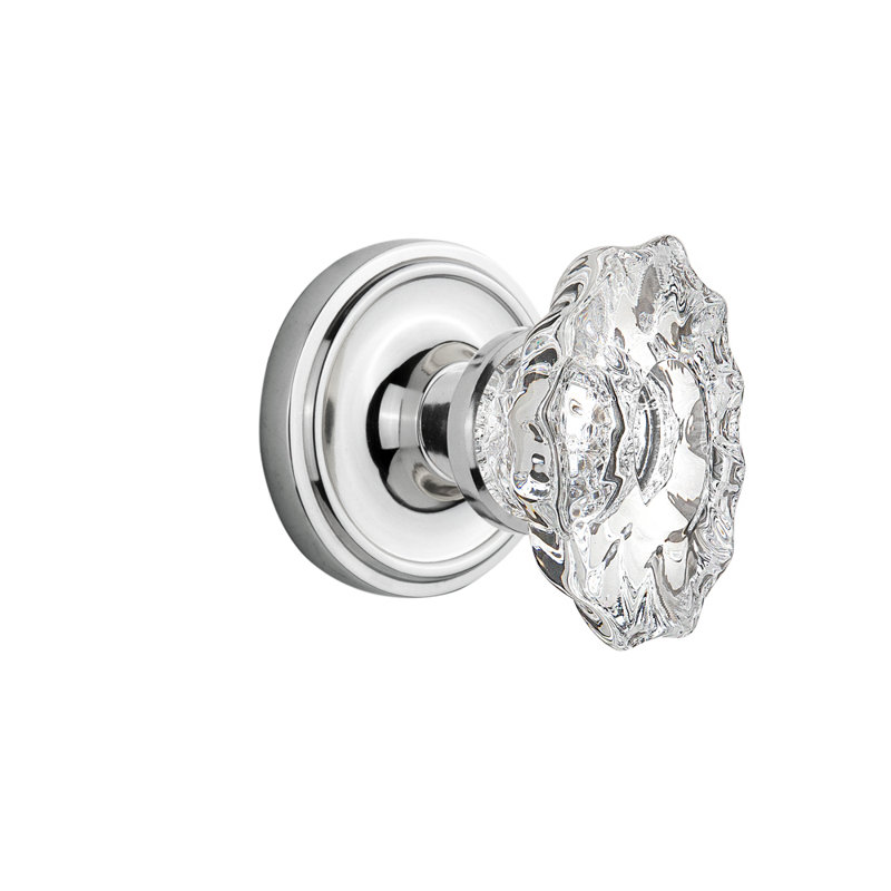 Rosette classique avec bouton de porte de château, Chrome brillant, 2.75"