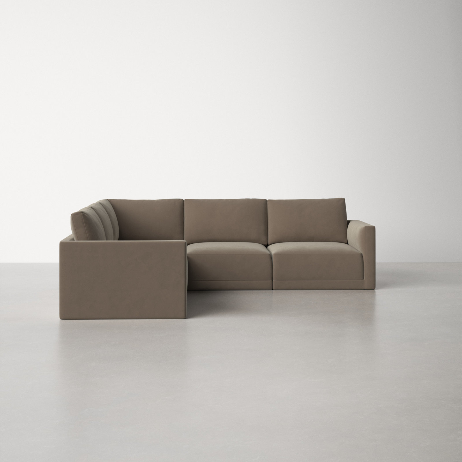 Deirdre Velvet Modular Corner Sectional, Taupe