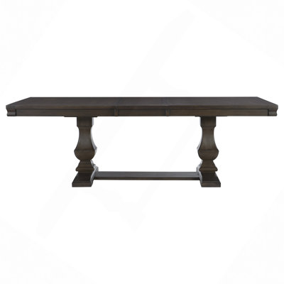 Traditional Style Wooden Dining Table 1Pc W Separate Extension Leaf Double Pedestal Base Wire Brushed