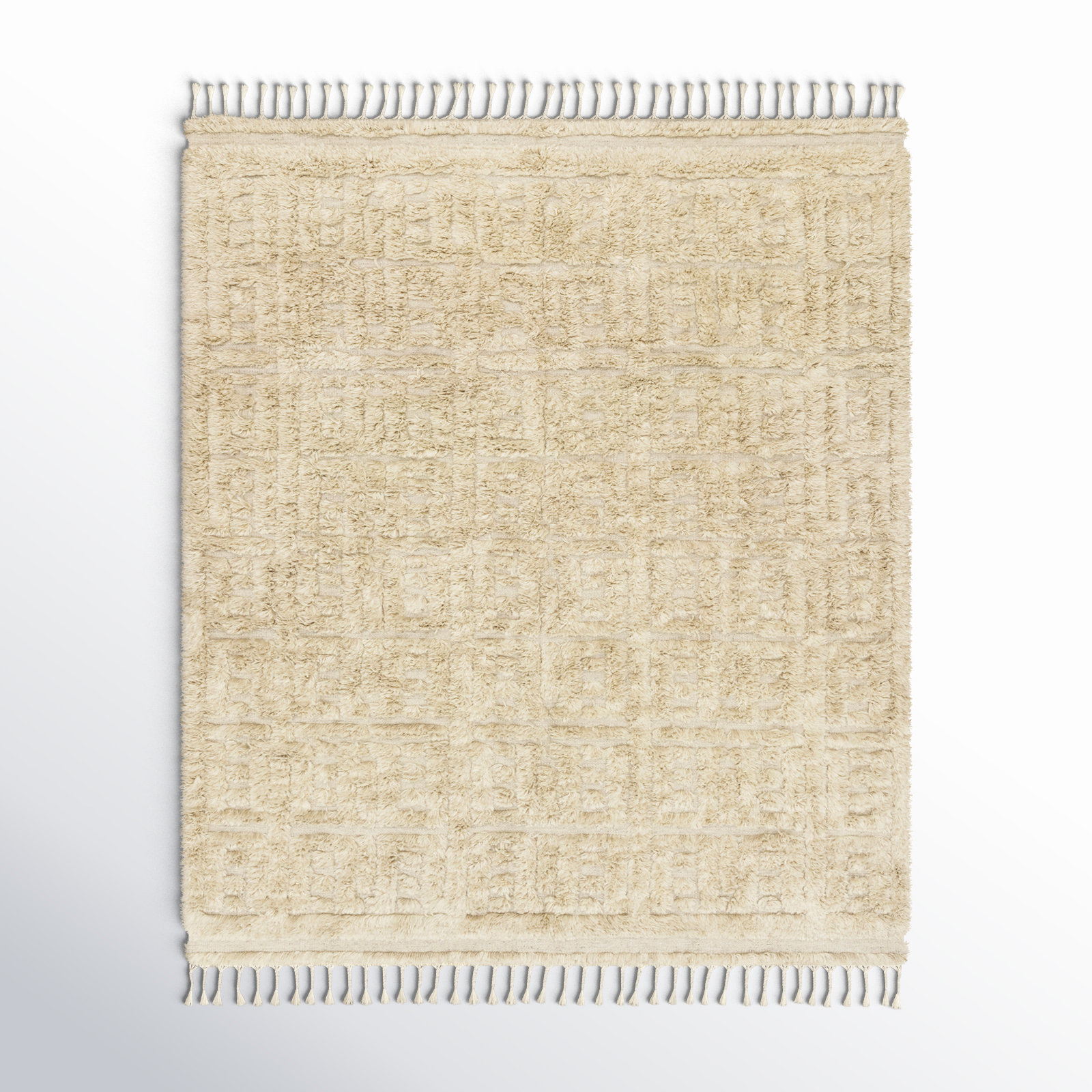 Michaela Beige Hand-Knotted Geometric Rug, Rectangle 7'9" x 9'9"