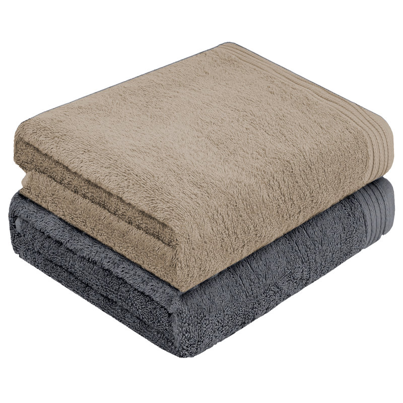 Lorena Midweight Bath Sheet, Dark Gray/Sand