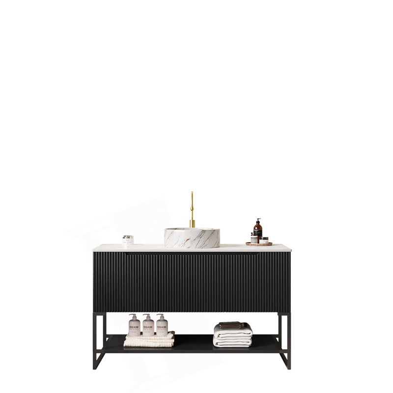 Meuble-lavabo autoportant 48 po avec 3 portes et tablette ouverte 48 po