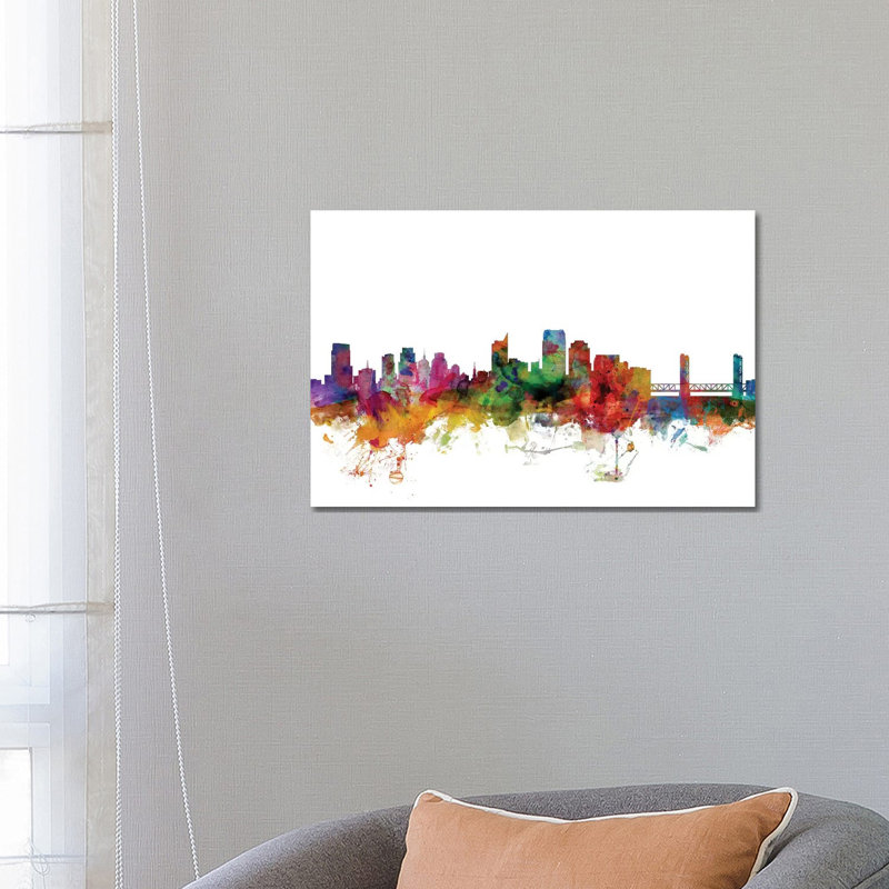 Sacramento, California Skyline by Michael Tompsett - 1 Piece Wrapped Canvas Wall Art, 66.04 cm H x 45.72 cm W x 3.175 cm D