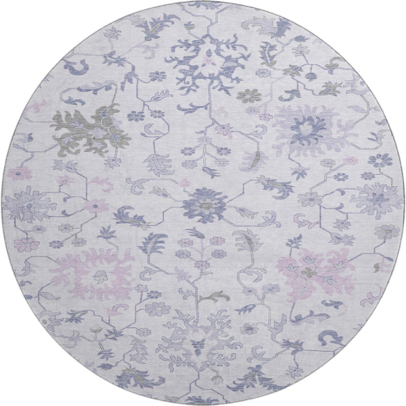Premium Machine Washable Crestover AMF1854 Global Rug, Round 8'