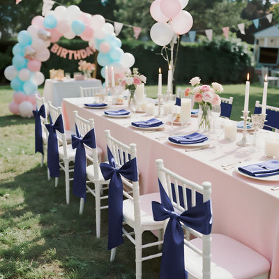 Satin Chair Sashes Bows, Chair Ribbon Ties Back Sash, Wedding Reception Decoration, for Wedding Ceremony Baby Shower Party Events Banquet Chair Cover Decoration