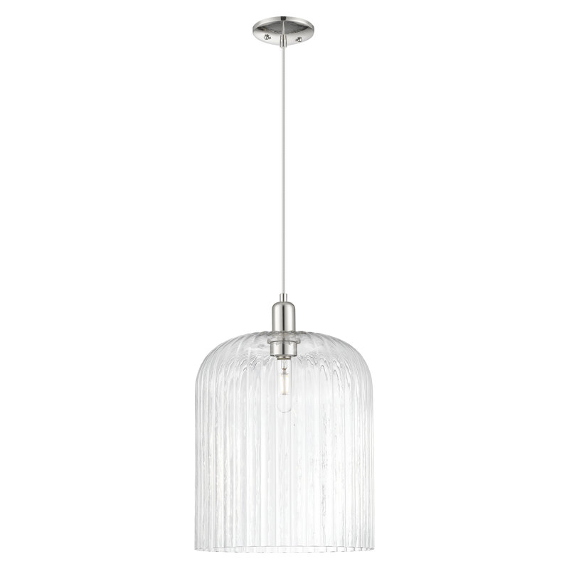 Mini luminaire suspendu suspendu 1 lumière Downtown, H 18,38 po x l 12 po x P 12 po, Clair, Nickel poli