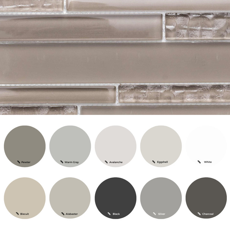 Karma Straight Edge Glass Mosaic Sheet Tile, Taupe