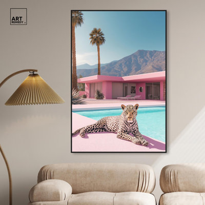 Art Remedy Modern Tiger Art Canvas, Leopard Pink House