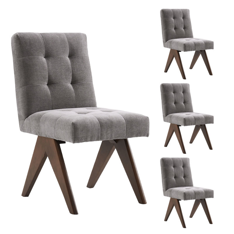 Chaise d'appoint rembourrée Nieck, Gris, 4