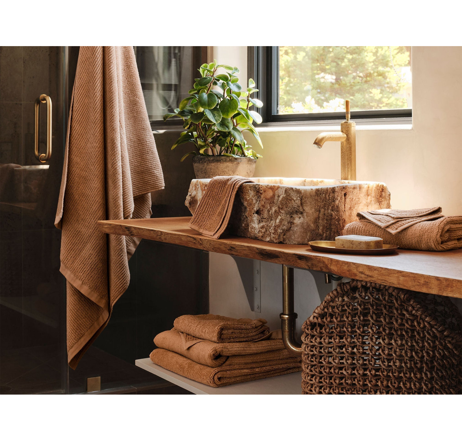 Temescal 6-Piece Organic Cotton Towel Set, Ginger,  Towel Set