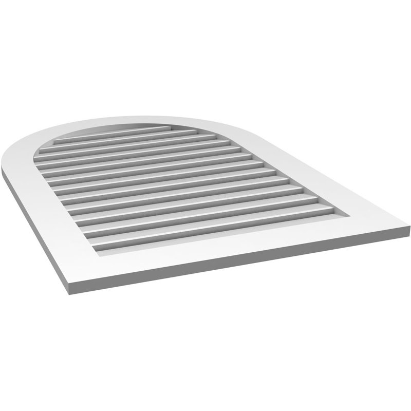 Round Top Surface Mount Signature Urethane Functional Gable Vent, Primed Tan, 42" H x 30" W x 1" D