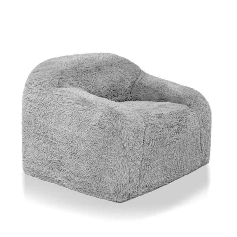 Minnie 41.7"W Low Back Upholstered Accent Chair, Light Gray
