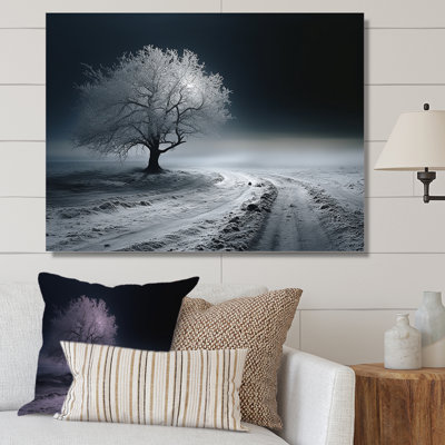 Photographie en noir et blanc d'un arbre d'hiver II sur toile