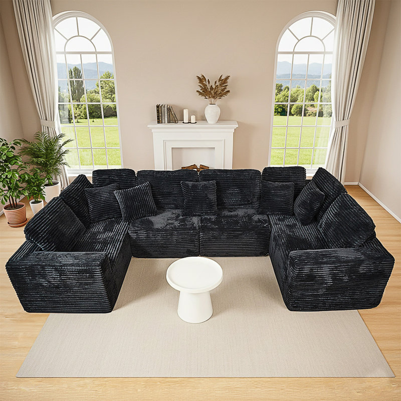 Canapé d'angle modulaire en forme de U avec méridienne réversible