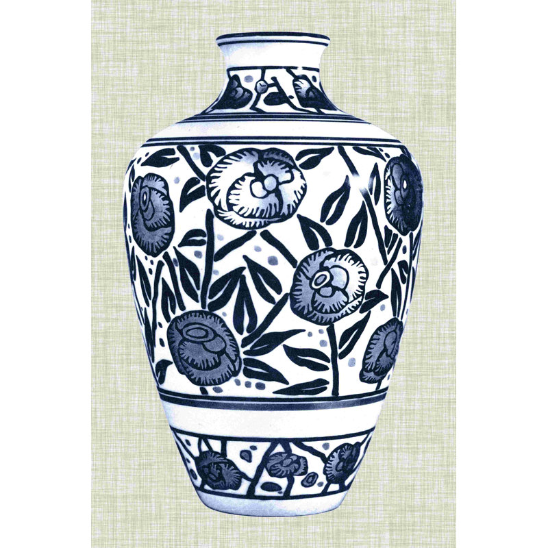 Vase bleu et blanc IV, H 48 po x l 32 po