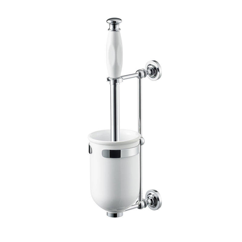 16.496" H Wall-Mounted Toilet Brush and Holder, Polished Chrome