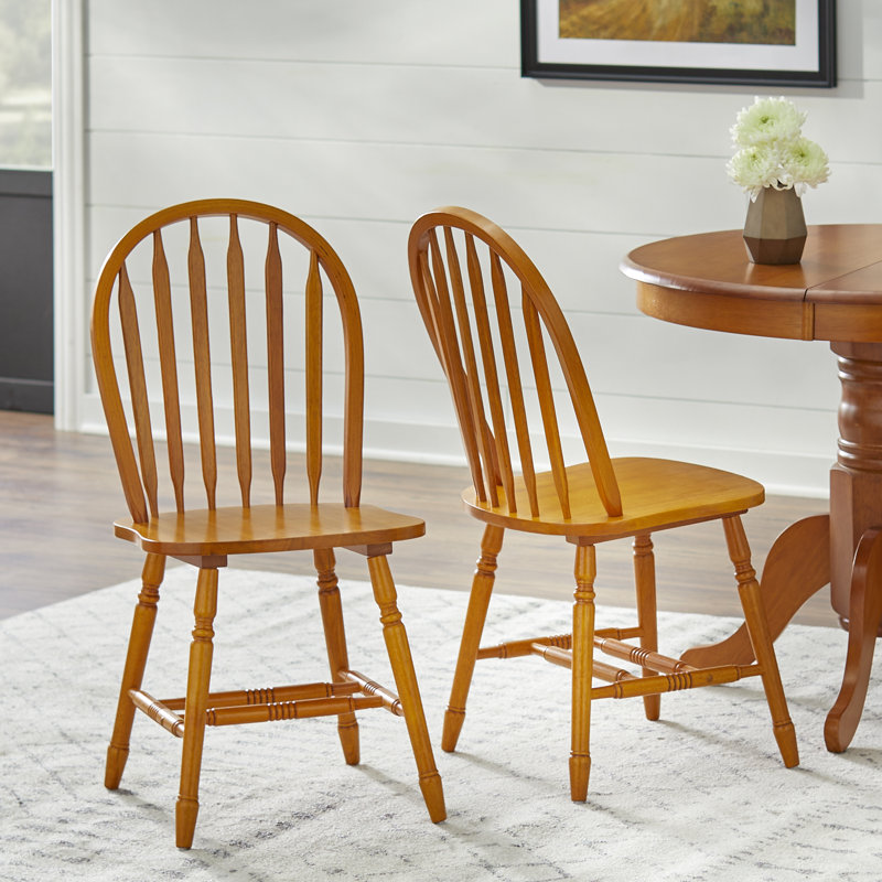 Kaneshiro Solid Wood Top Pedestal Dining Set, Oak, 7 Pieces: Table, 6 Chairs