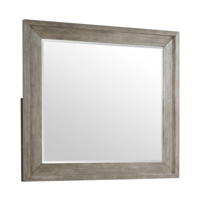 Maisie Wire-Brushed Warm Gray 40 In. W X 38 In. H Contemporary Rectangle Wood Framed Mirror