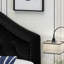 Grande tête de lit à boutons de style contemporain recouverte de velours noir, chambre à coucher rehaussante-129902793-129902792-129902798