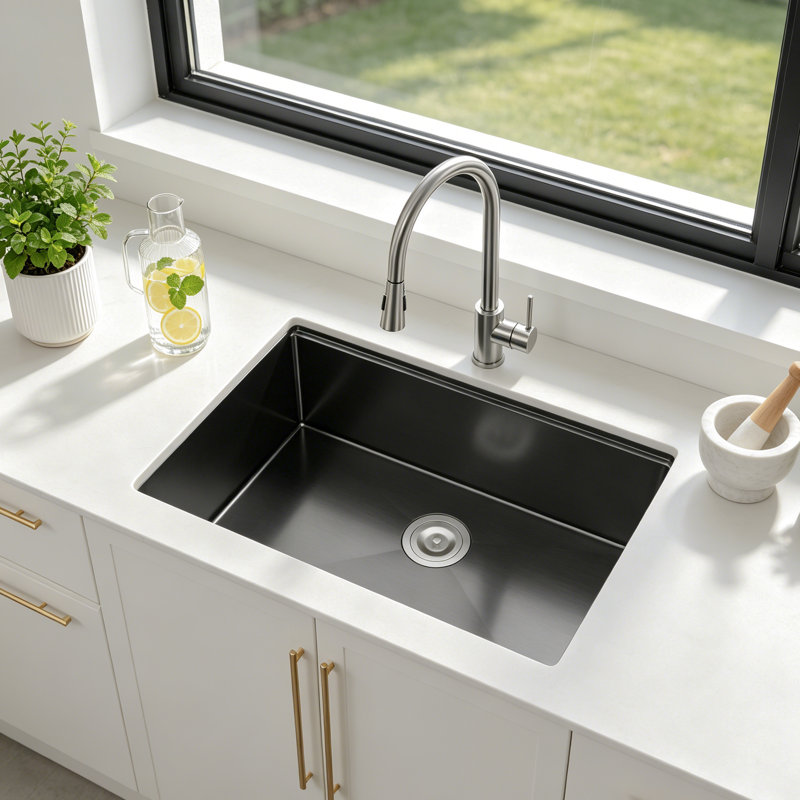 Évier de cuisine encastré en acier inoxydable avec station de travail encastrable avec accessoires, 30*19, Noir satiné