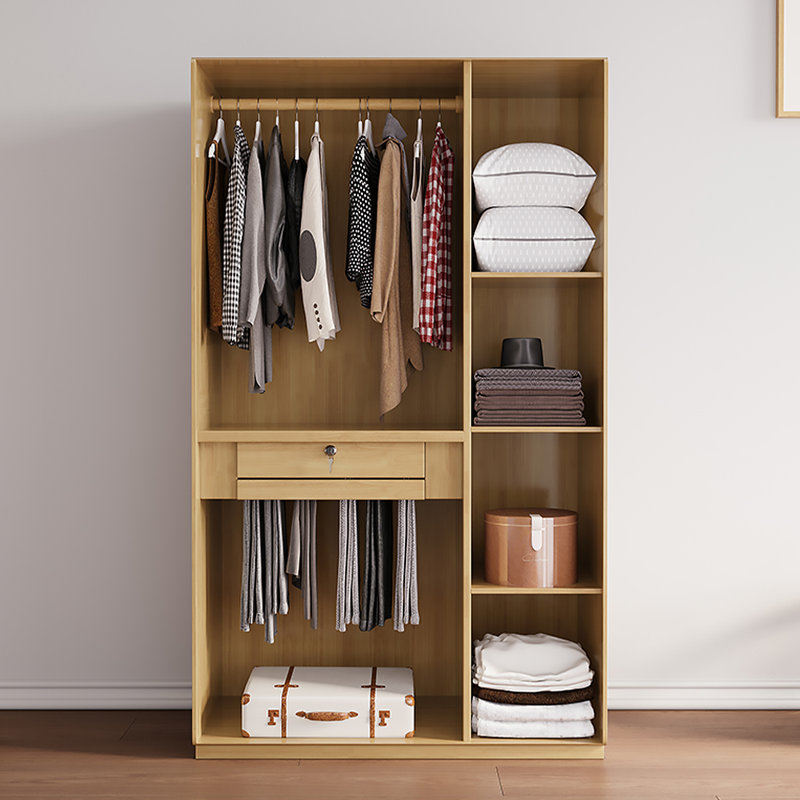 Armoire à portes coulissantes en bois d'hévéa de style américain, H 82,68 po x l 62,2 po x P 24,02 po