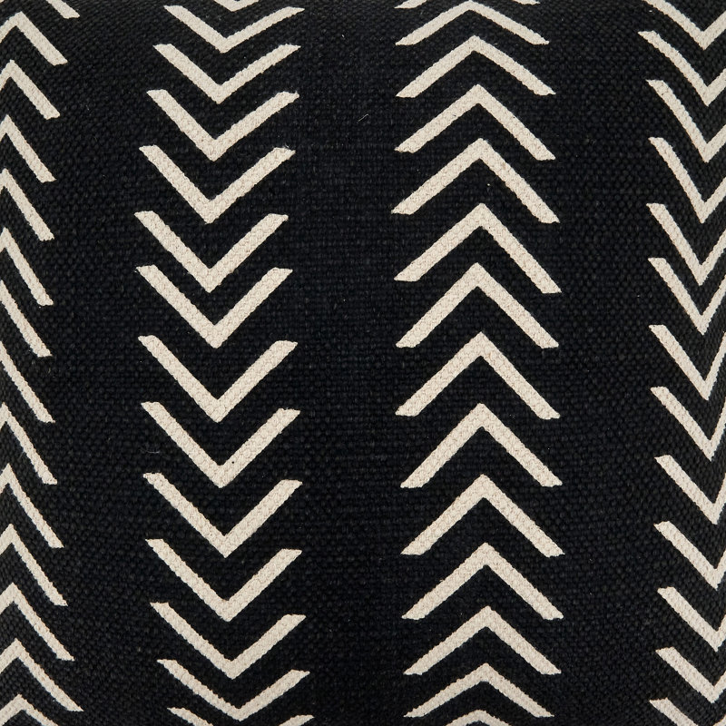 Chic Rustic Chevron Cotton 22" Throw Pillow Cover in Black