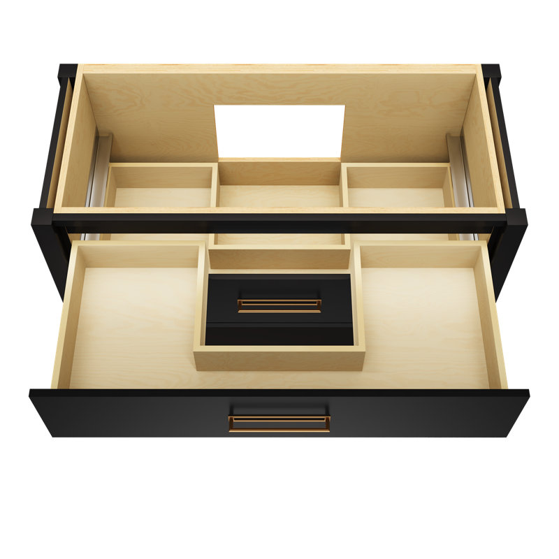 Kiawah Two-Drawer Single Bath Vanity, Noir, Satin Gold, 48"