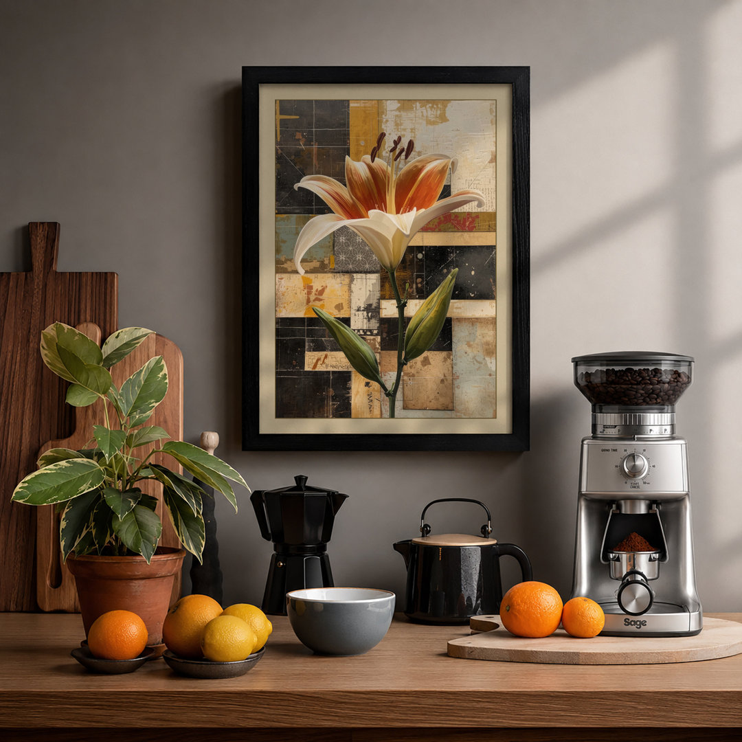 Lily in Earth Tones Botanical - Framed Print