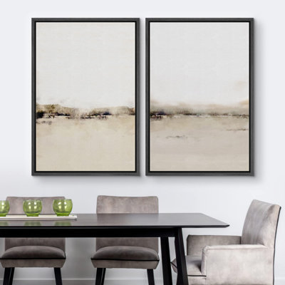 " Tan Gray Watercolor Abstract Landscape Nature Wilderness Illustrations Modern Art Rustic Minimal " 2 - Pieces