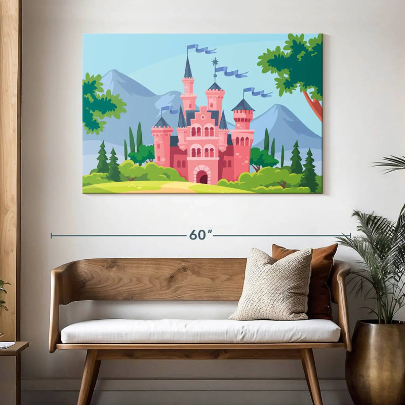 Château de conte de fées rose, H 32 po x l 48 po