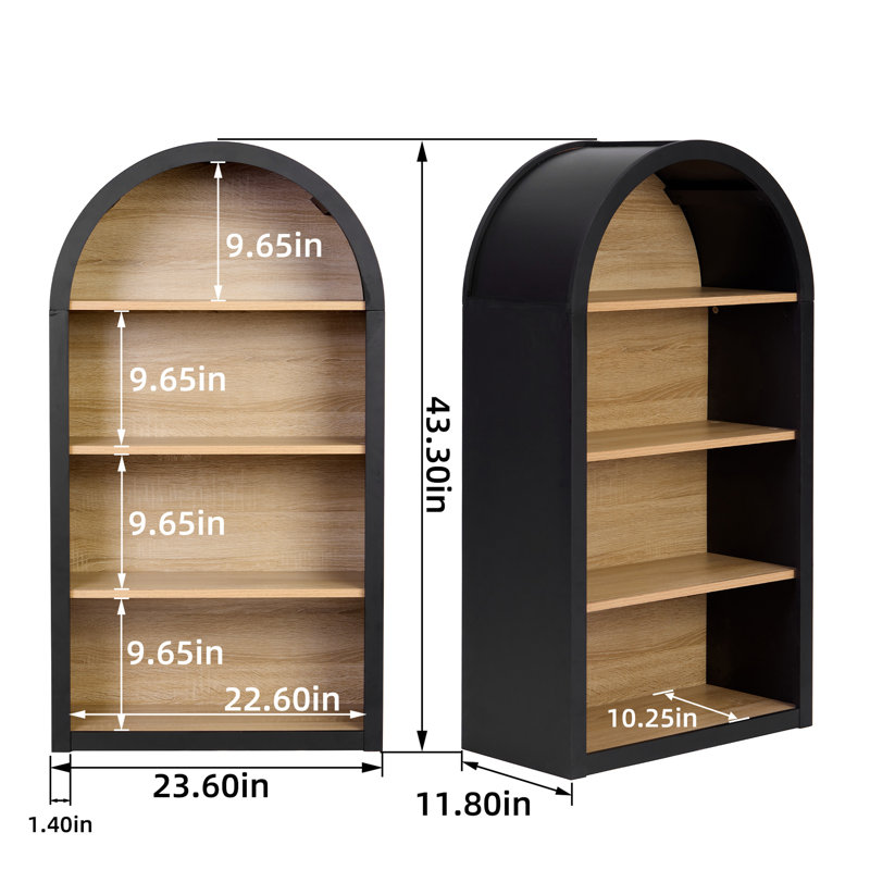 4-Shelf Arched Bookshelf