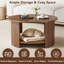 Table basse ronde en bois massif cannelé 31,5 "avec rangement ouvert, table de ferme moderne pour petits salons-1626167490