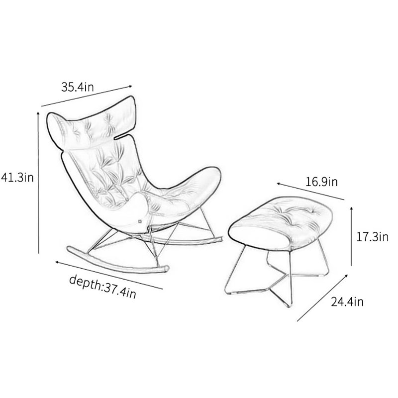 Chaise berçante simple de style italien, Rouge